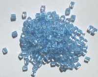 10 grams of 4x4mm Colorlined Opaque Light Blue Miyuki Cubes